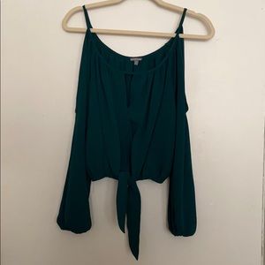 Charlotte Russe Green Long Sleeve Party Shirt